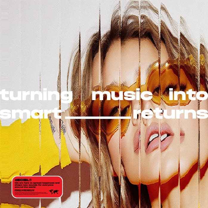 Sliced portrait reading “turning music into smart returns”